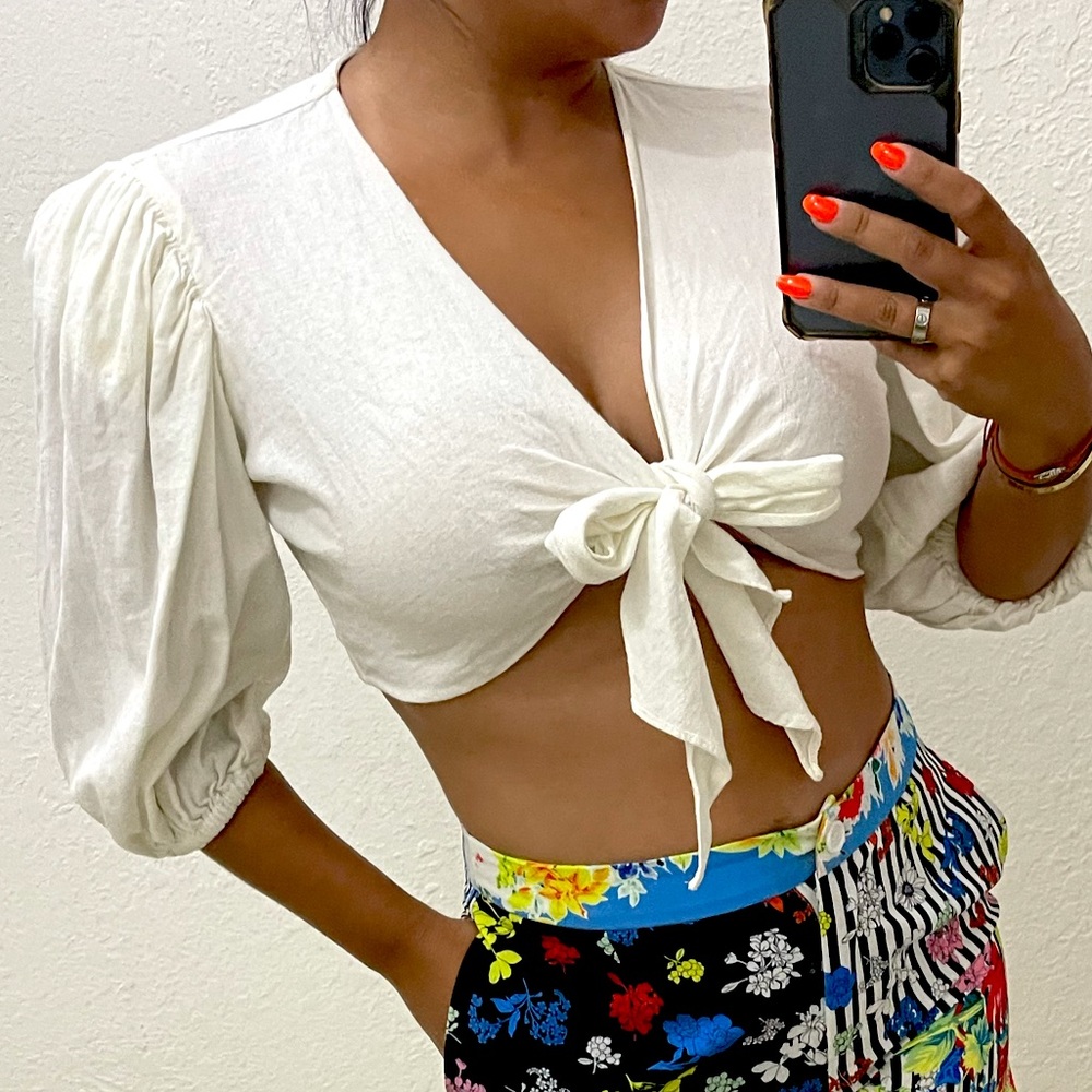 Lilian Meza Front Tie Beach Blouse